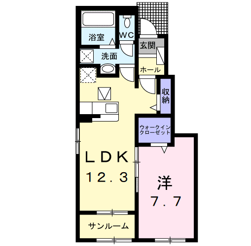 レディーバード Ⅱ(1LDK/1階)の間取り写真