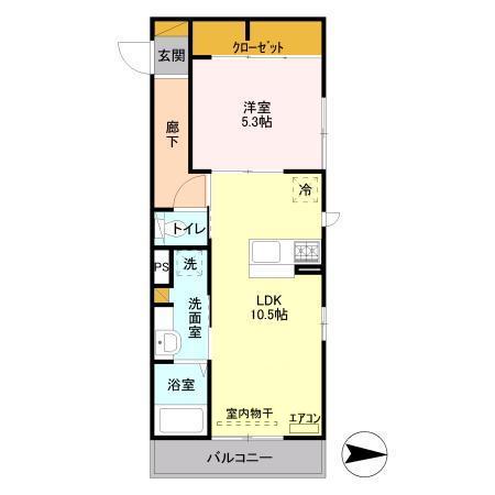 ディアコート鹿放ヶ丘(1LDK/2階)の間取り写真