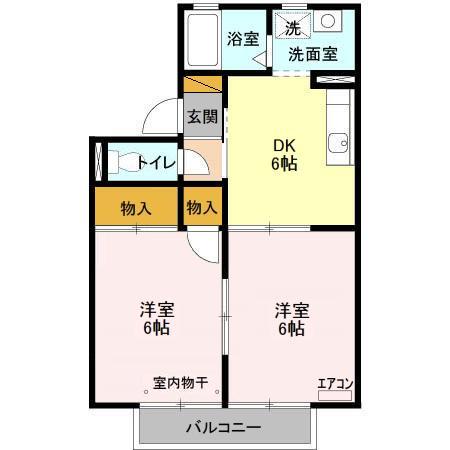 ハイツ吉田(2DK/2階)の間取り写真