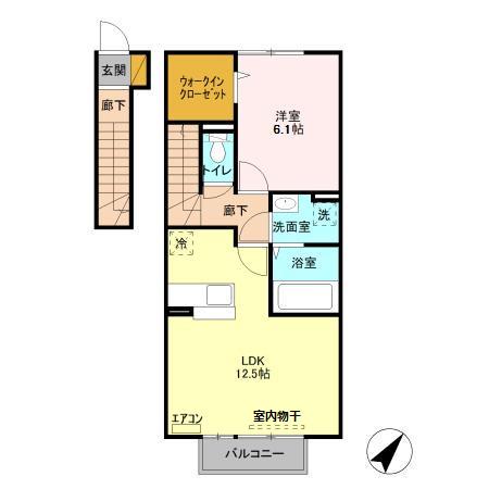 フローラルコート不動ヶ岡(1LDK/2階)の間取り写真