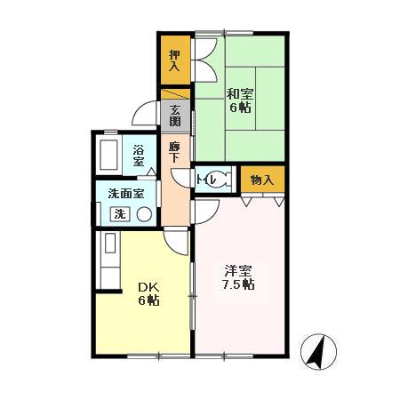 グランメール Ⅲ(2DK/1階)の間取り写真