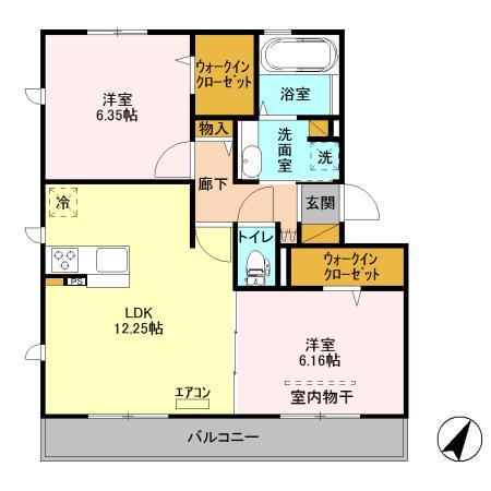 フェリス A棟(2LDK/3階)の間取り写真