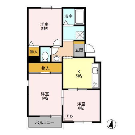 シャタル日吉台(3DK/1階)の間取り写真