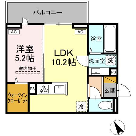 N・D-ROOM IIDACHOU A棟(1LDK/3階)の間取り写真