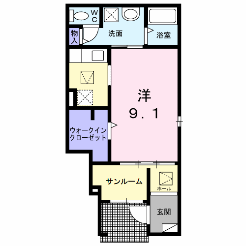 エクセレントⅢ(ワンルーム/1階)の間取り写真