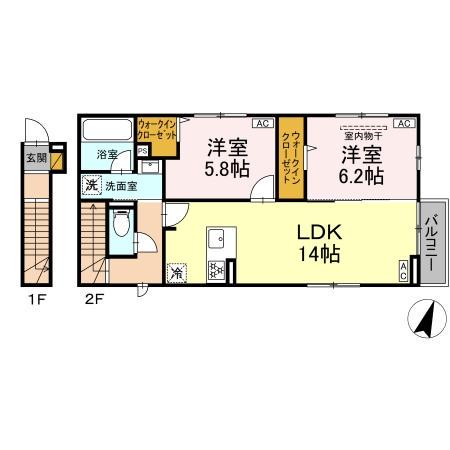 サンシティF(2LDK/2階)の間取り写真