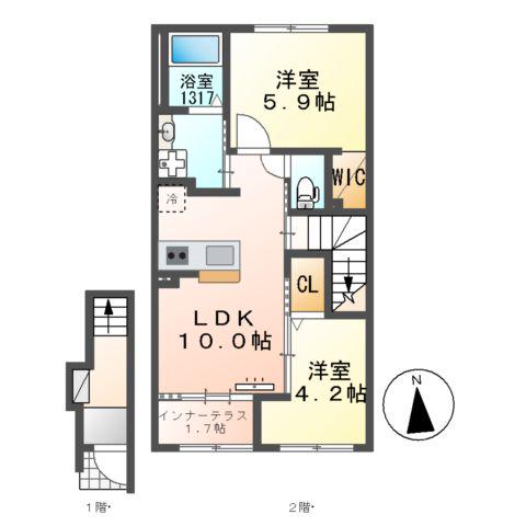 RAPS(2LDK/2階)の間取り写真