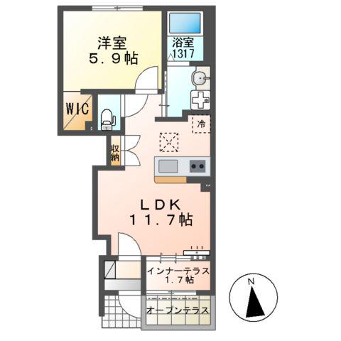 RAPS(1LDK/1階)の間取り写真