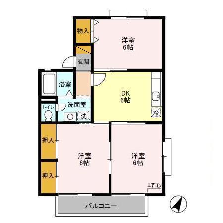 グレイスシャルム(3DK/1階)の間取り写真