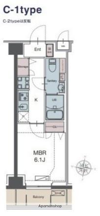LUXENA勝田台(1K/4階)の間取り写真