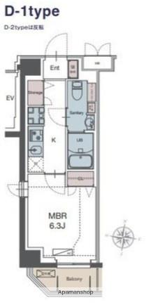 LUXENA勝田台(1K/4階)の間取り写真