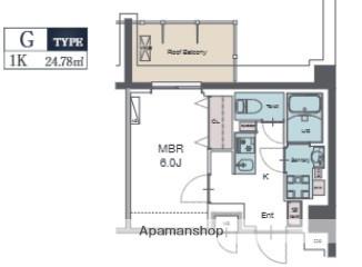 LUXENA勝田台(1K/4階)の間取り写真