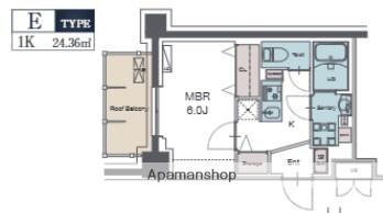 LUXENA勝田台(1K/4階)の間取り写真