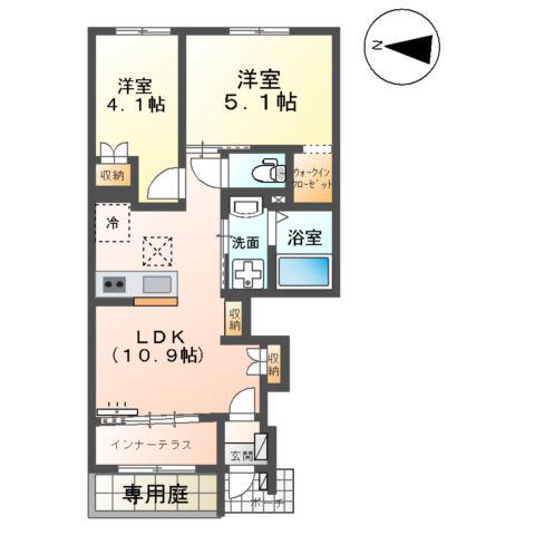 レサンス八街(2LDK/1階)の間取り写真
