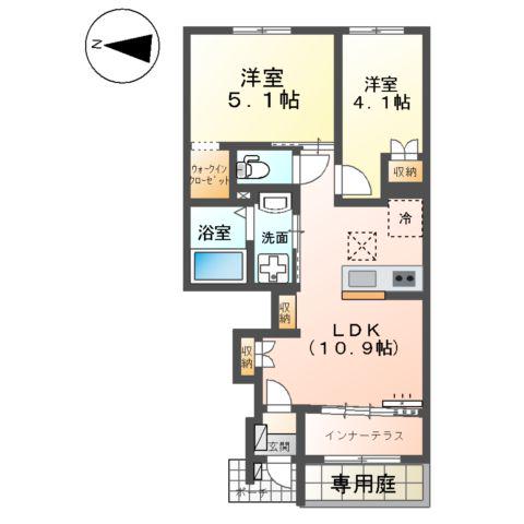 レサンス八街(2LDK/1階)の間取り写真