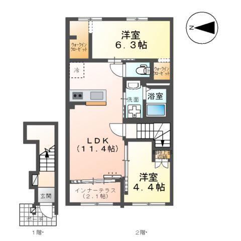 レサンス八街(2LDK/2階)の間取り写真