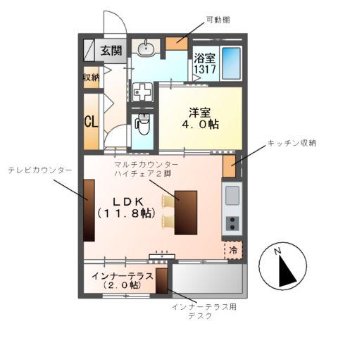 MAISON DE THALIA(1LDK/2階)の間取り写真