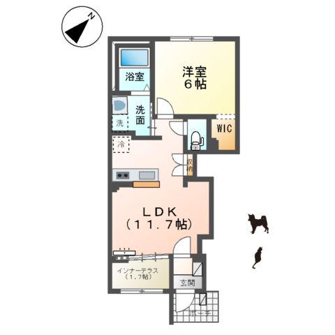 ソレイユ メイ(1LDK/1階)の間取り写真