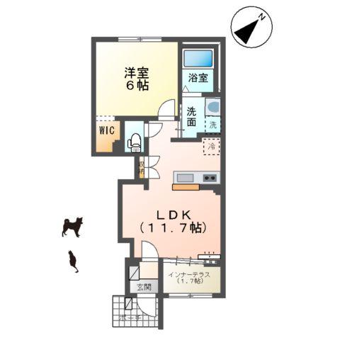 ソレイユ メイ(1LDK/1階)の間取り写真