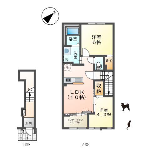 ソレイユ メイ(2LDK/2階)の間取り写真