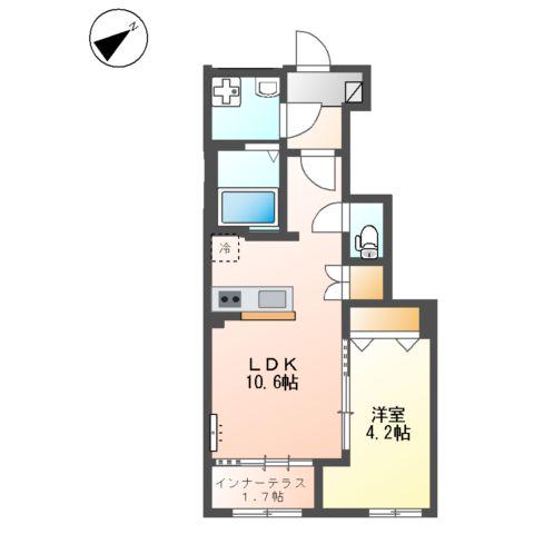 八街市八街に アパートⅡ期工事(1LDK/1階)の間取り写真