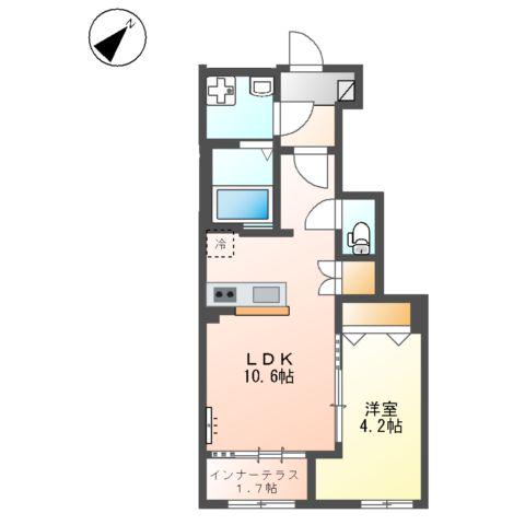 八街市八街に アパートⅡ期工事(1LDK/1階)の間取り写真