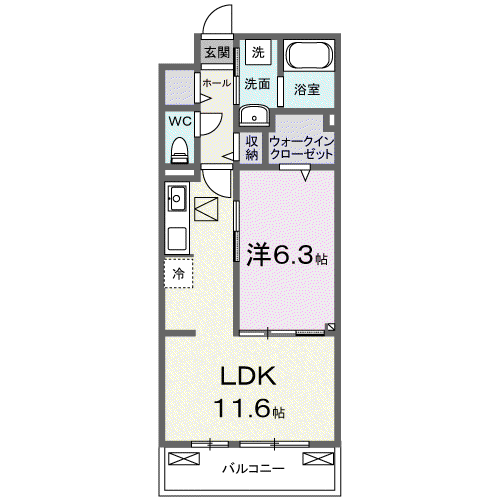グラース(1LDK/1階)の間取り写真