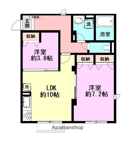宮前3丁目ハイム(2LDK/2階)の間取り写真