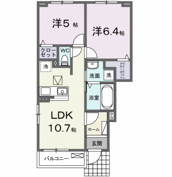 サンレジデンスⅡ(2LDK/1階)の間取り写真
