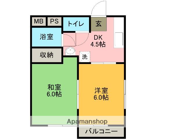 タウンコート志津(2K/1階)の間取り写真