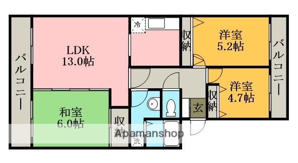 コートウィステリア(3LDK/1階)の間取り写真