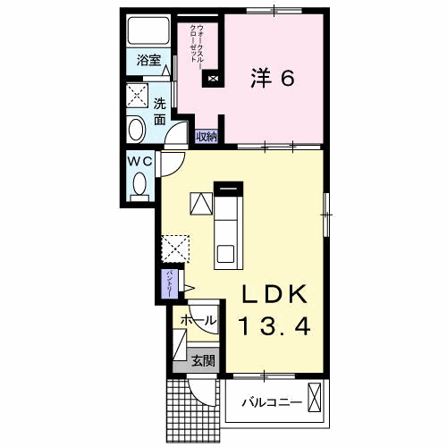 カシオペア(1LDK/1階)の間取り写真