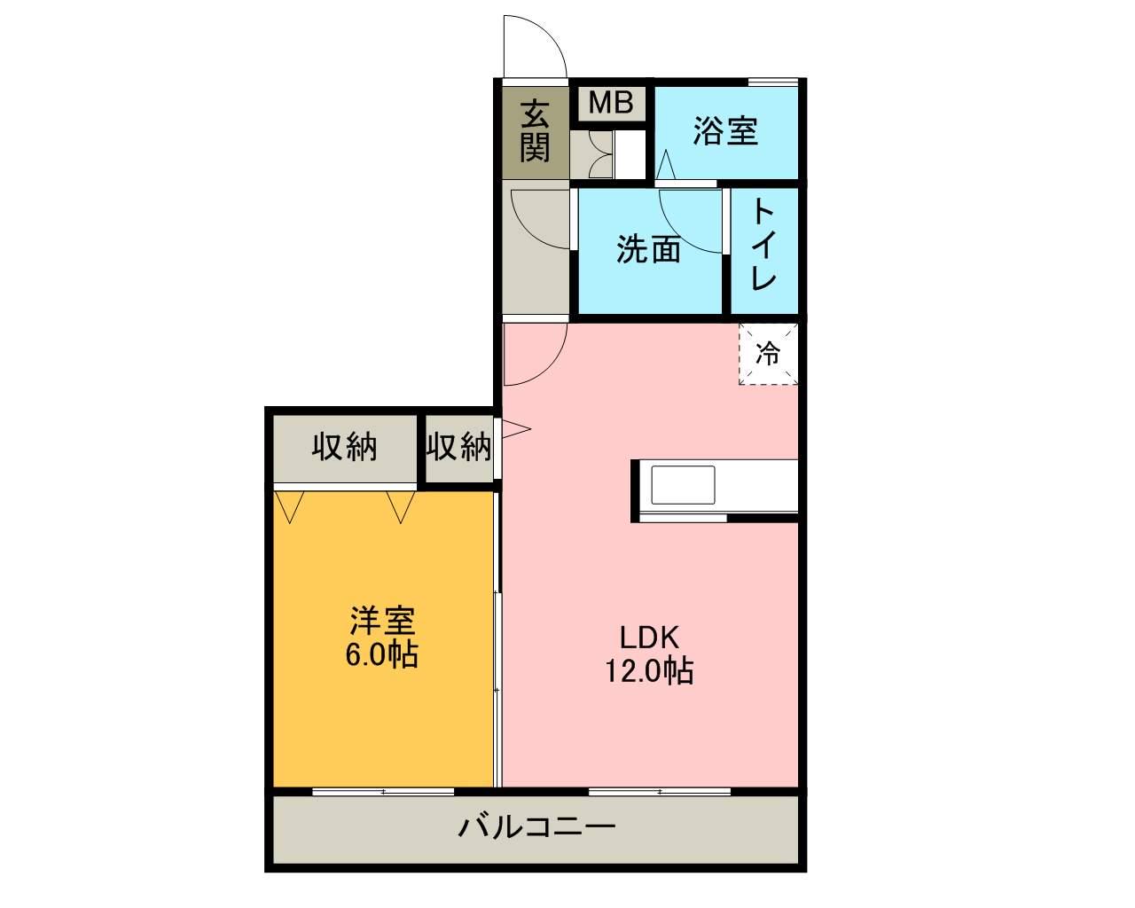アヴェニール志津A(1LDK/2階)の間取り写真
