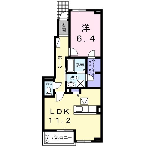 グレース・プロムナード(1LDK/1階)の間取り写真