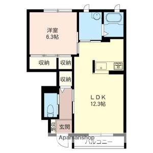 COMFORTB(1LDK/1階)の間取り写真