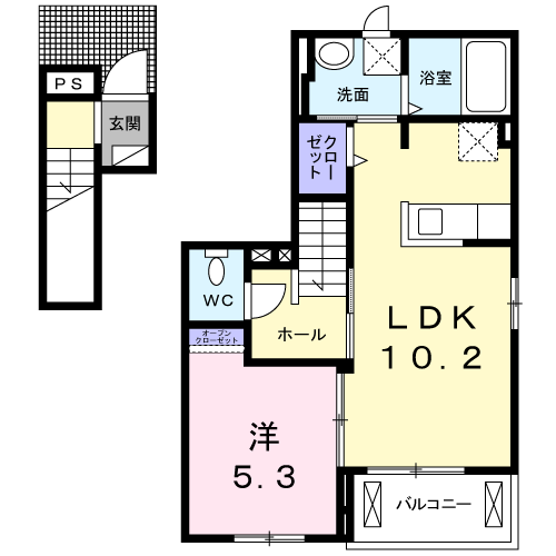 サニーヒルレオⅠ(1LDK/2階)の間取り写真