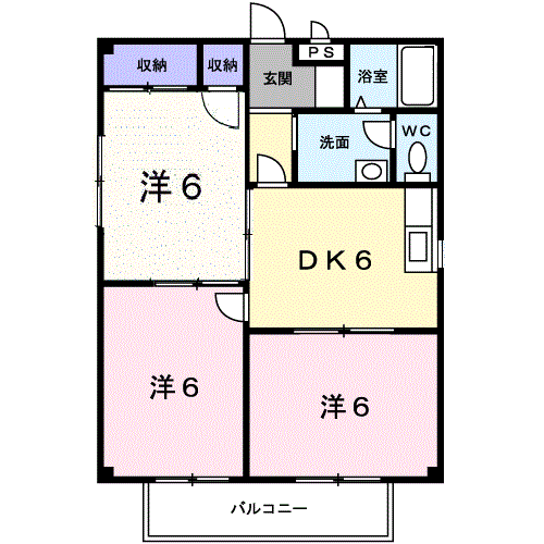 メゾンゆりの木(3DK/2階)の間取り写真