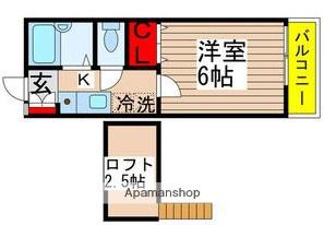 パ-クヴィラ(ワンルーム/2階)の間取り写真