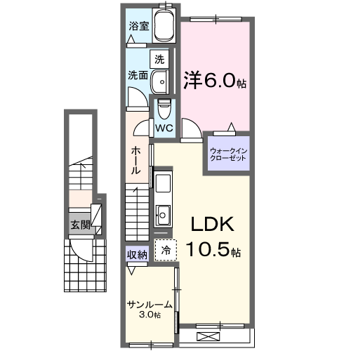 ファインハウスⅣ(1SLDK/2階)の間取り写真