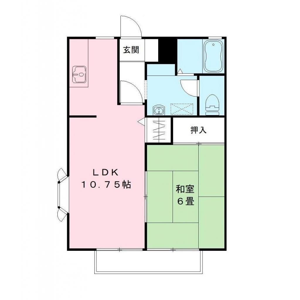 シャトルチグサA(1LDK/2階)の間取り写真