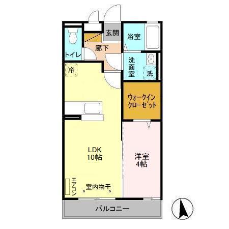 アヴェニール志津A(1LDK/3階)の間取り写真