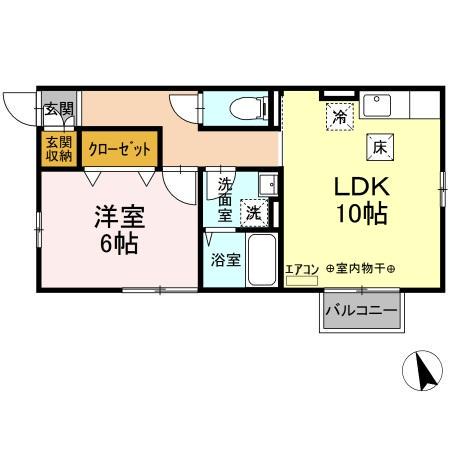 コージーコート(1LDK/1階)の間取り写真