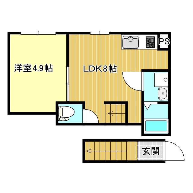 リベルテ村上(1LDK/2階)の間取り写真