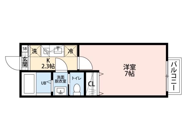 クイーンコンシェル(1K/2階)の間取り写真