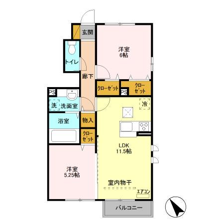 ルピナス(2LDK/1階)の間取り写真