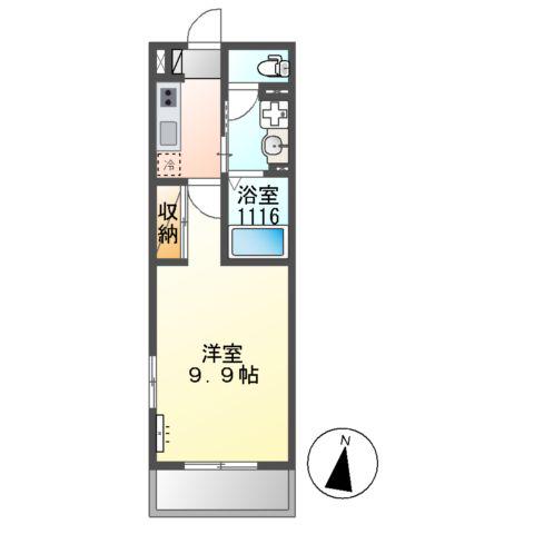 ARUKAS(1K/2階)の間取り写真