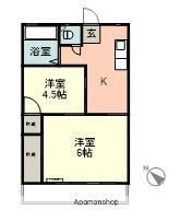 勝田フラワーマンション(2K/1階)の間取り写真