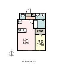 KEIAI RESIDENCE 勝田台(1LDK/1階)の間取り写真