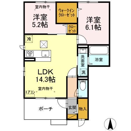 FELICE I(2LDK/1階)の間取り写真