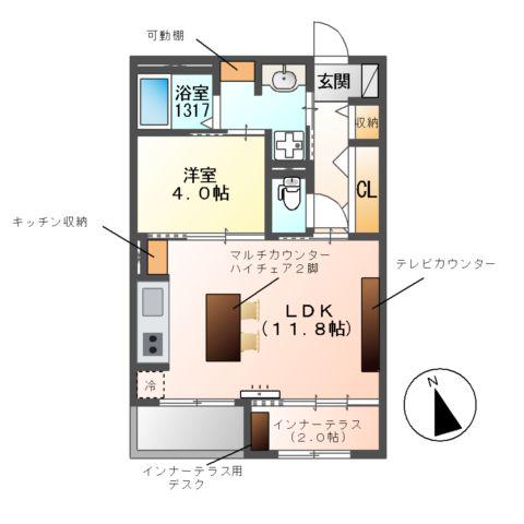 MAISON DE THALIA(1LDK/3階)の間取り写真
